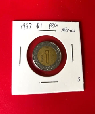 Moneda de México bimetálica de 1 peso 1997 - ¡Bonita moneda mundial!!! Foto 1 de 2