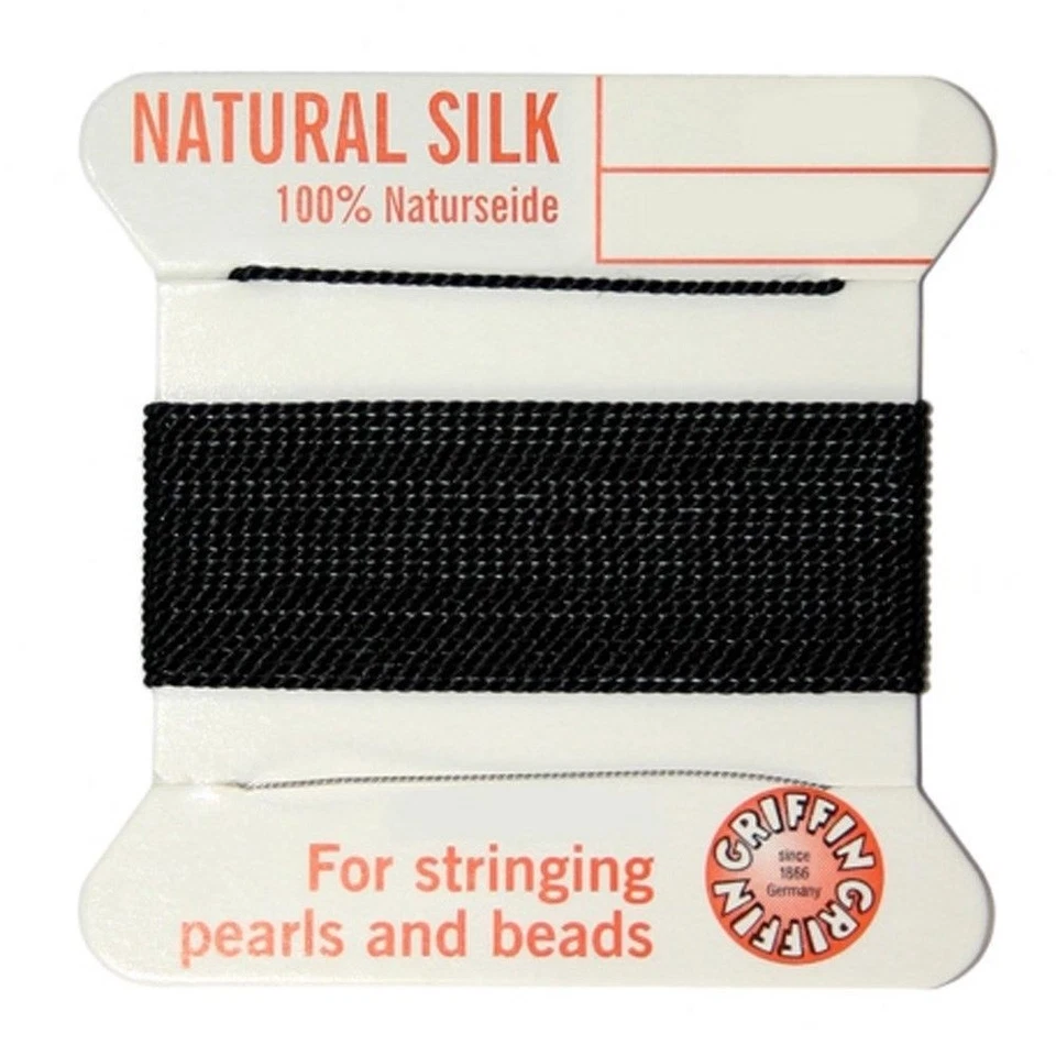 Cordón de cuentas de seda Griffin - 2 metros - talla 4 - negro - 2 paquetes Foto 1 de 1