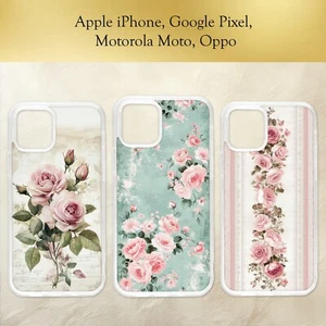 Custodia telefono shabby chic rose floreali rosa come nuova invecchiata iPhone Motorola Pixel - Foto 1 di 4