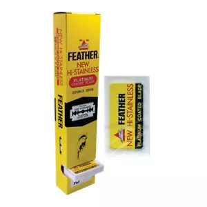 200 FEATHER New Hi-Stainless Platinum Coated Double Edge Safety Razor Blades - Picture 1 of 4