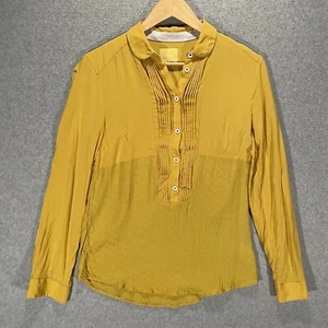 Anthropologie Maeve Button Blouse Top Mustard Yellow Long Sleeve Women’s Size 4 - Picture 1 of 14