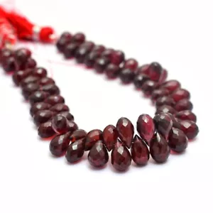 AAA+ Natural Red Garnet Faceted Teardrop Briolette Handmade Gemstone Beads 12Pcs - Picture 1 of 12