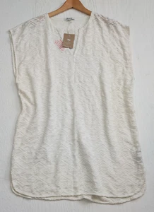 Madewell Women Size Large Chevron Cotton White Beach Cover Up (E15) - Picture 1 of 17