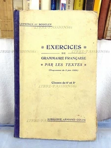 EXERCICES GRAMMAIRE FRANÇAISE, CLASSE DE 6 ET 5ème, ÉDITIONS ARMAND COLIN, 1929 - Picture 1 of 11