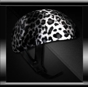 Faux Fur Snow Leopard Skinners Helmet Cover For DOT B No Visor DOT Helmet - Picture 1 of 4