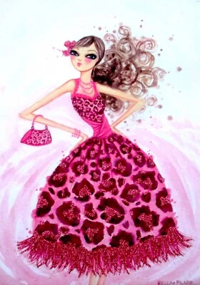 Papyrus Bella Pilar BCRF Glitter Pink Leopard Blank Notecard Greeting Card - Image 1 of 4