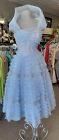 Vintage 1950's Layered Mesh w/ Flowers Tulle Pale Blue Party/Prom Cupcake Dress