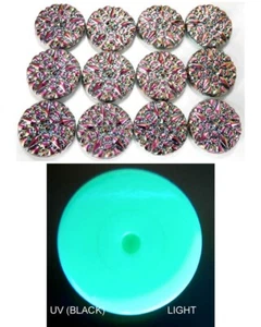 12 UNIQUE VASELINE Glass No Shank Buttons - Cabochons #P195 - 18 mm or 3/4" - Picture 1 of 6