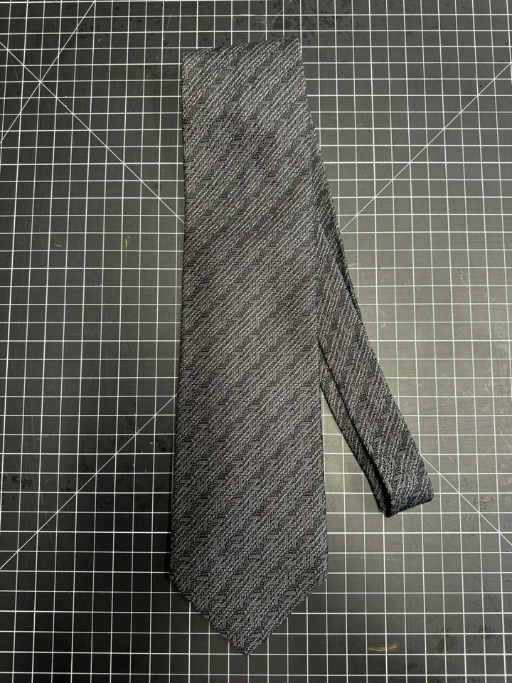XMI Silk Tie. Black with White Stripes. 59” x 4” - Image 1 of 4
