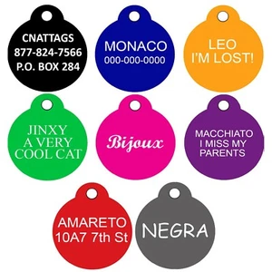 Round Shape Pet ID Tags, Dog Tags, Pet Tags, 8 Colors, (PREMIUM ALUMINUM) - Picture 1 of 3