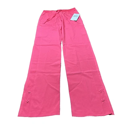 NOS Y2K Barco One Scrub Pants Womens XS Tall #5205T Knit Seamed PINK LEMONADE - Image 1 of 4