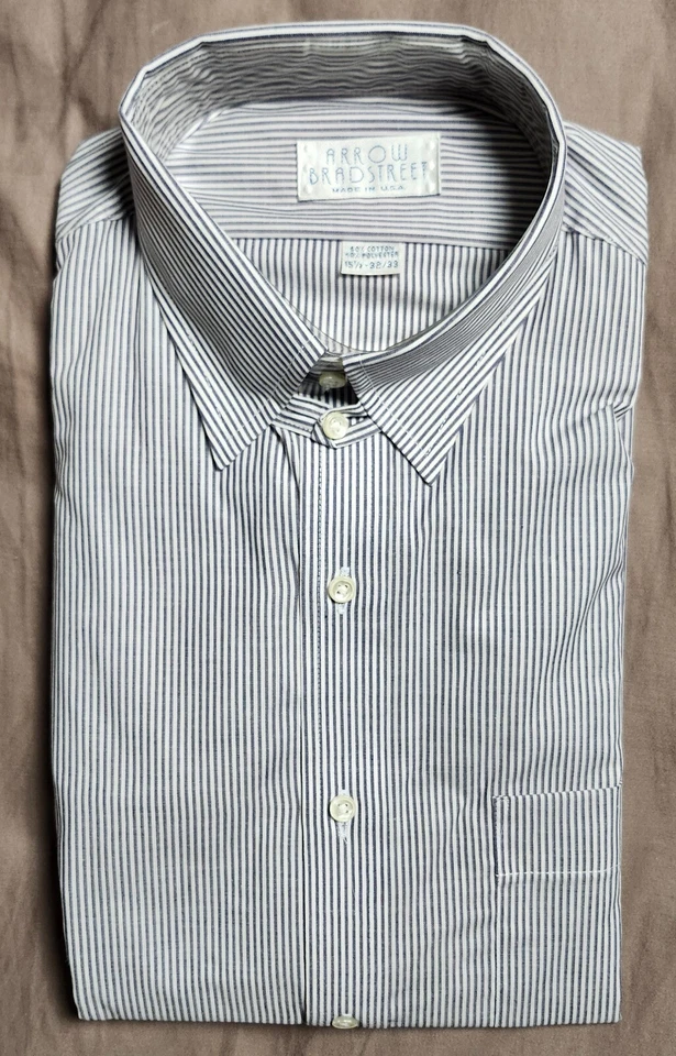 Camisa de vestir para hombre Arrow Bradstreet azul a rayas talla 15,5 32-33 hecha en EE. UU. Foto 1 de 4