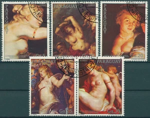 Paraguay 1987 francobolli arte CTO Peter Paul Rubens dipinti nudi set 5 V - Foto 1 di 1