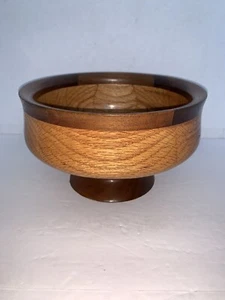 Vintage Footed Wooden Bowl Signed WJ 4 5/8” - Picture 1 of 7