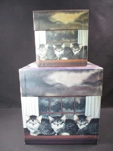2 cajas anidadoras cuadradas Bob's - gatos - 4" y 6" - Imagen 1 de 13