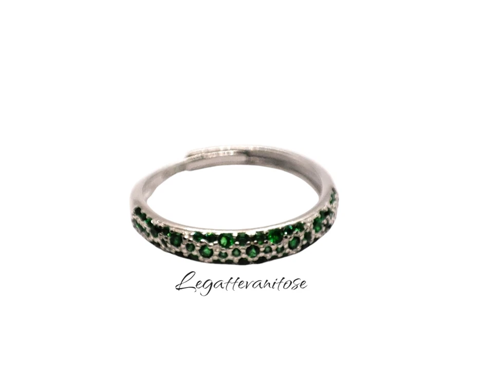 Anello Regolabile Anello Donna Regolabile Argento e Zirconi verde Argento 925 - Immagine 1 di 4
