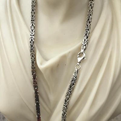 Мальчики мужской коробка король византийский цепочка ожерелье 925 пробы 3 мм 29GR 22 дюйма  - Изображение 1 из 4