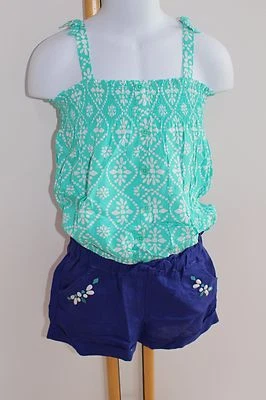 Gymboree Sparkle Safari Niña Talla 4 Nuevo con Etiquetas Prendas para el torso Camisa Azul Verde Pantalones Cortos NUEVO Foto 1 de 4