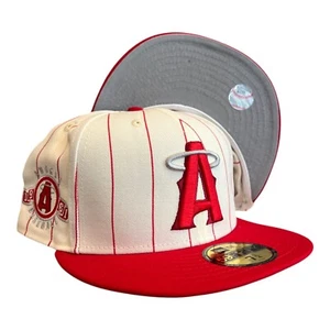 New Era Anaheim Angels Throwback Pinstripe 59FIFTY Fitted Hat Cap Size 7 3/4 - Picture 1 of 9