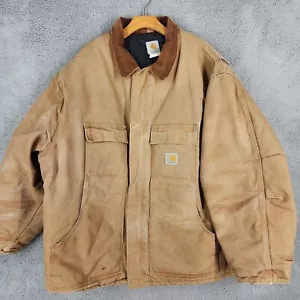 Vintage Carhartt Mens Size 3XL Work Jacket Coat Quilted Lined Barn Chore Brown - Picture 1 of 18