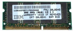 NEW 64MB PC-66 LAPTOP MEMORY 64M PC66 IBM 20L0242 SDRAM For NoteBook Computer