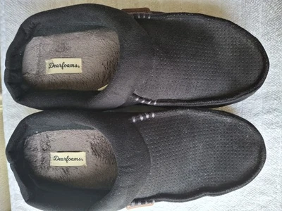 Zapatillas para hombre Dearfoam negras talla 10-11 espuma viscoelástica Foto 1 de 4