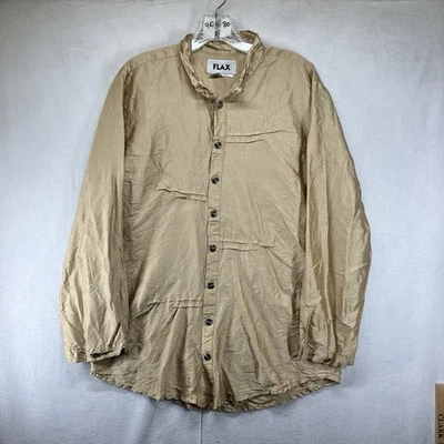 Blusa de lino manga larga con botones dorada fina seda Lagenlook pequeña metal Foto 1 de 4