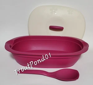 Tupperware Legacy Microwave Serving Dish Oval Casserole w/ Spoon Berry Purple  - Picture 1 of 4