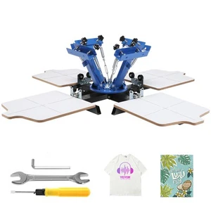 VEVOR 4 Stationen 4 Farben Siebdruckmaschine Siebdruck T-Shirt Textildruck DIY - Bild 1 von 12