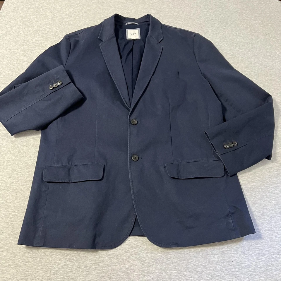 GAP New Basic Blazer Mens XL Navy Cotton Stretch Unstructured Jacket Casual - Image 1 of 4