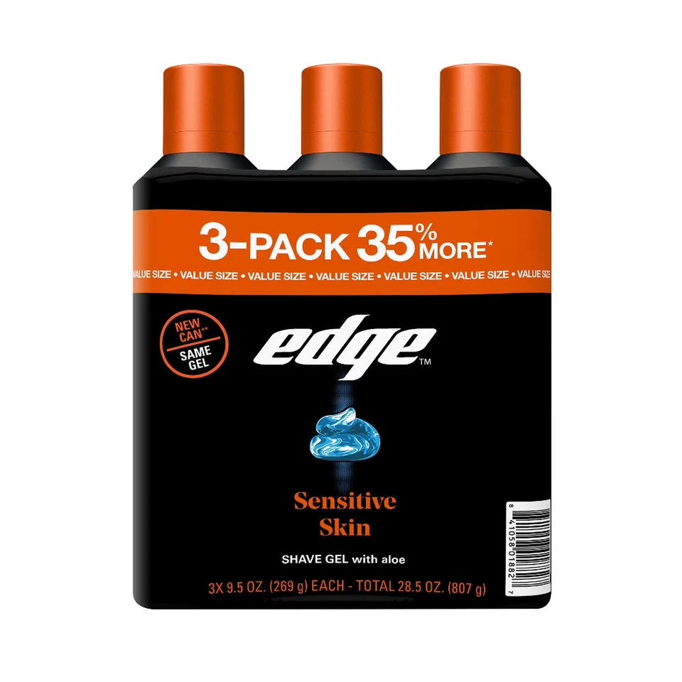 Gel de afeitar Edge Sensitive Skin para hombres 9,5 oz paquete de 3 Foto 1 de 4