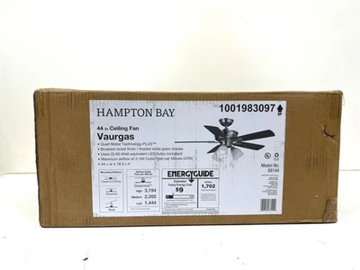 Hampton Bay Vaurgas 44 in. Indoor Brushed Nickel Ceiling Fan *USED READ* - Image 1 of 4