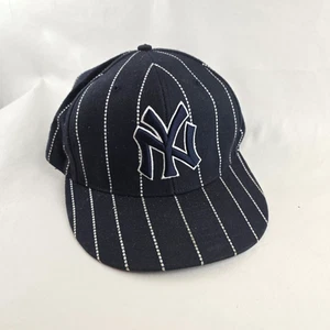 New York Yankees Hat Black Mens 7 3/8 Pinstripe Fitted Wool Cooperstown Twins - Picture 1 of 10