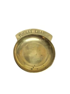 Vintage Solid Brass POCKET CHANGE Loose Coin Dish Dressing Table Tray MCM - Picture 1 of 9
