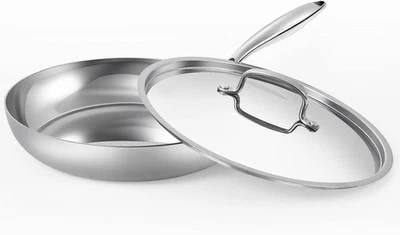 All-Clad D3 3-Ply Stainless Steel Fry Pan with Lid 10 Inch