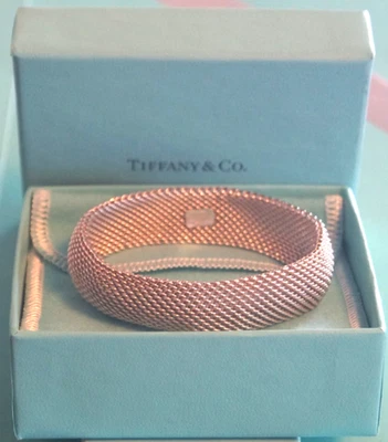 SMALL  Tiffany & Co. Sterling Silver Somerset Mesh Bangle Bracelet  2 1/8" Dia. - Image 1 of 4