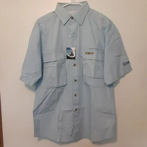Hook & Tackle Gulf Stream Mens Size S Ice Blue Vented Fishing Shirt Short Sleeve - Picture 1 of 11