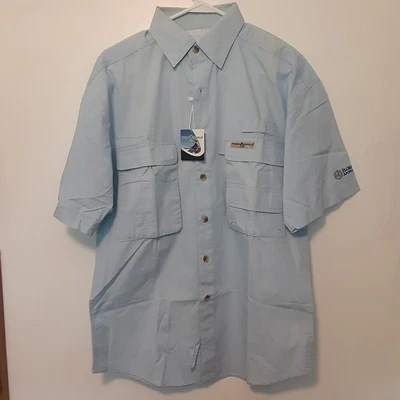 Hook & Tackle Gulf Stream Mens Size S Ice Blue Vented Fishing Shirt Short Sleeve - Image 1 of 4