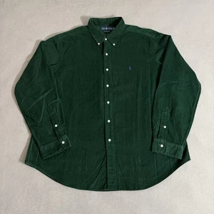 Vintage Polo Ralph Lauren Green Corduroy Button Down Shirt XXL Hip Hop Skater - Picture 1 of 7