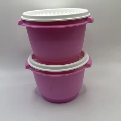Tupperware Set of 2 Servalier 2.5 Cup Bowl Set Pink NEW - Image 1 of 4
