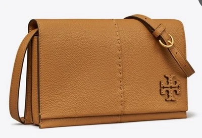 NWT TORY BURCH $310 MCGRAW TIRAMISU BROWN WALLET CROSSBODY BAG - Image 1 of 4