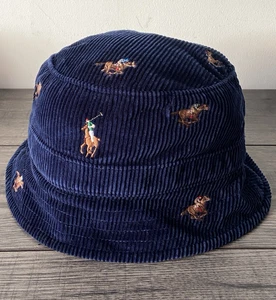 POLO RALPH LAUREN CORDUROY EMBROIDERED POLO PLAYERS BUCKET HAT SIZE L-XL BNWT - Picture 1 of 13