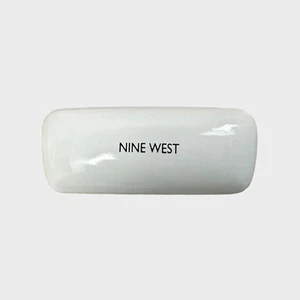 Nine West Ladies Hard Clamshell Eye Glass Sunglass Case White Black Interior - Picture 1 of 5