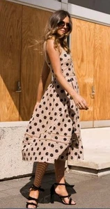 Seed Midi Size 6 Broderie Spot Dress Nude/ Light Mocha Brown - Picture 1 of 9