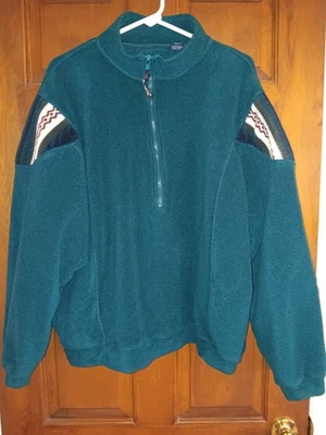 Pullover polar vintage Polartec Sport 3/4 cremallera talla XL verde azulado azteca Foto 1 de 4