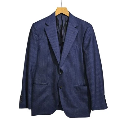 Caruso Mens Jacket 40 R Blue Stripped Wool Unlined Blazer Norma Lightweight - Image 1 of 4