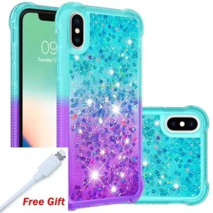 For iPhone 16 15 14 13 12ProMax X/Xs Quicksand Liquid Gradation Phone Case - Picture 1 of 17