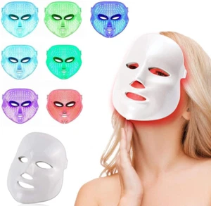 Led Face Mask Light 7 Led Light Therapy Facial Skin Care Mask - Blue & Red Li... - Picture 1 of 12
