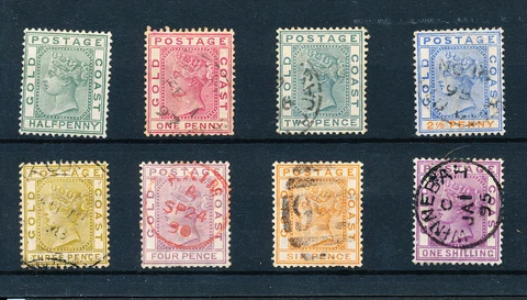 Golden Coast Queen Victoria 1884 selection Fine used 8 values from 1/2d - 1 Cover