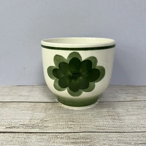 Vintage Sado Internacional Art Pottery Planter, Hand Painted Green Flower - Picture 1 of 7